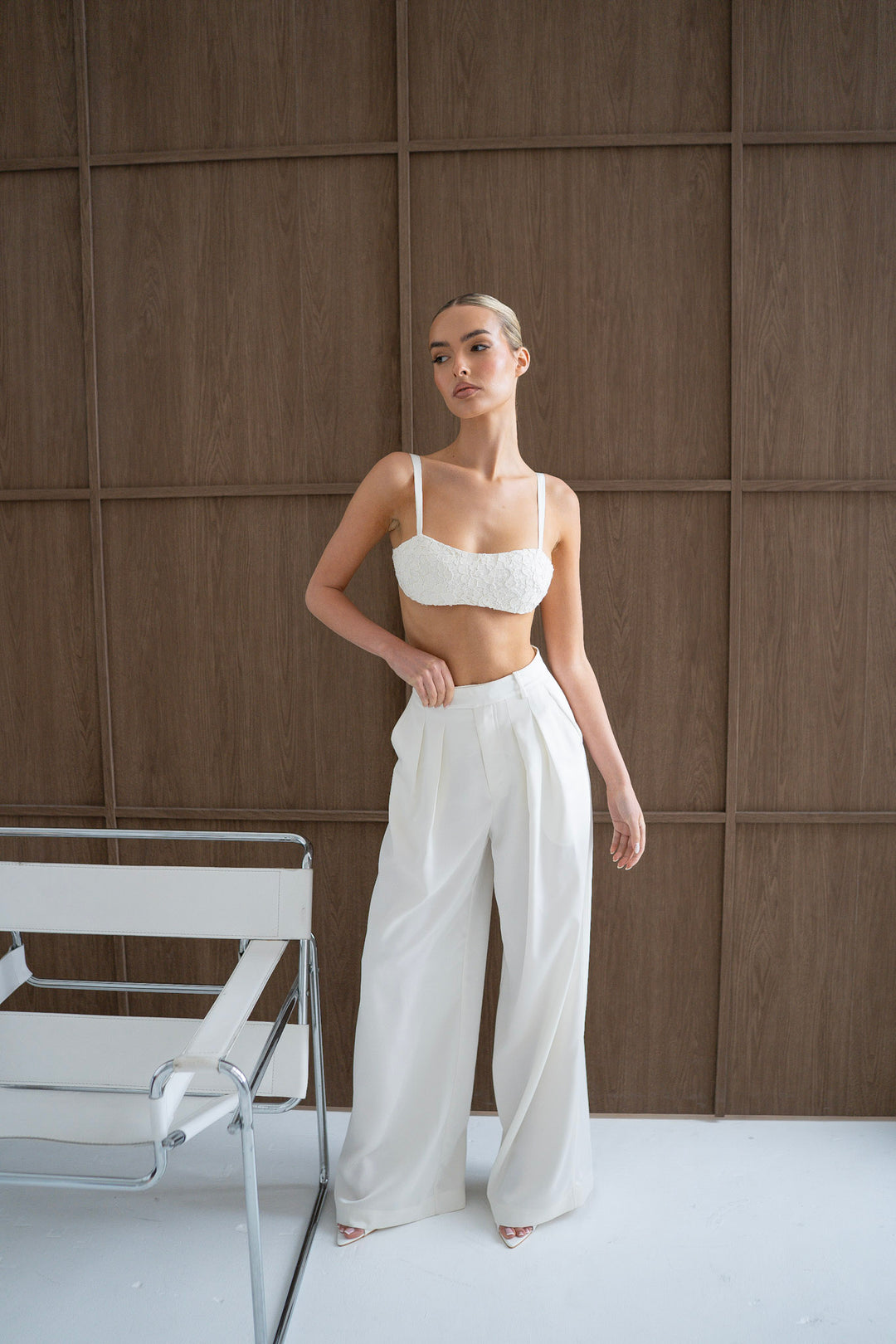 Elora Lace and Beads Bralet in Warm Ivory
