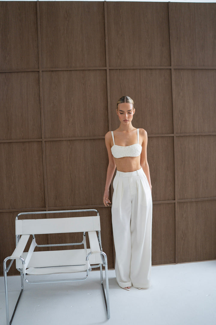 Elora Lace and Beads Bralet in Warm Ivory