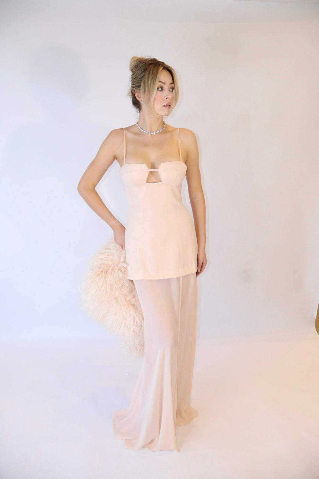 Riviera Maxi Dress and Scarf in Nude Pink