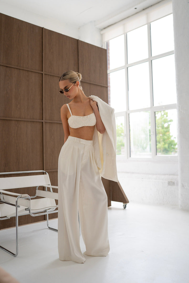 Elora Lace and Beads Bralet in Warm Ivory