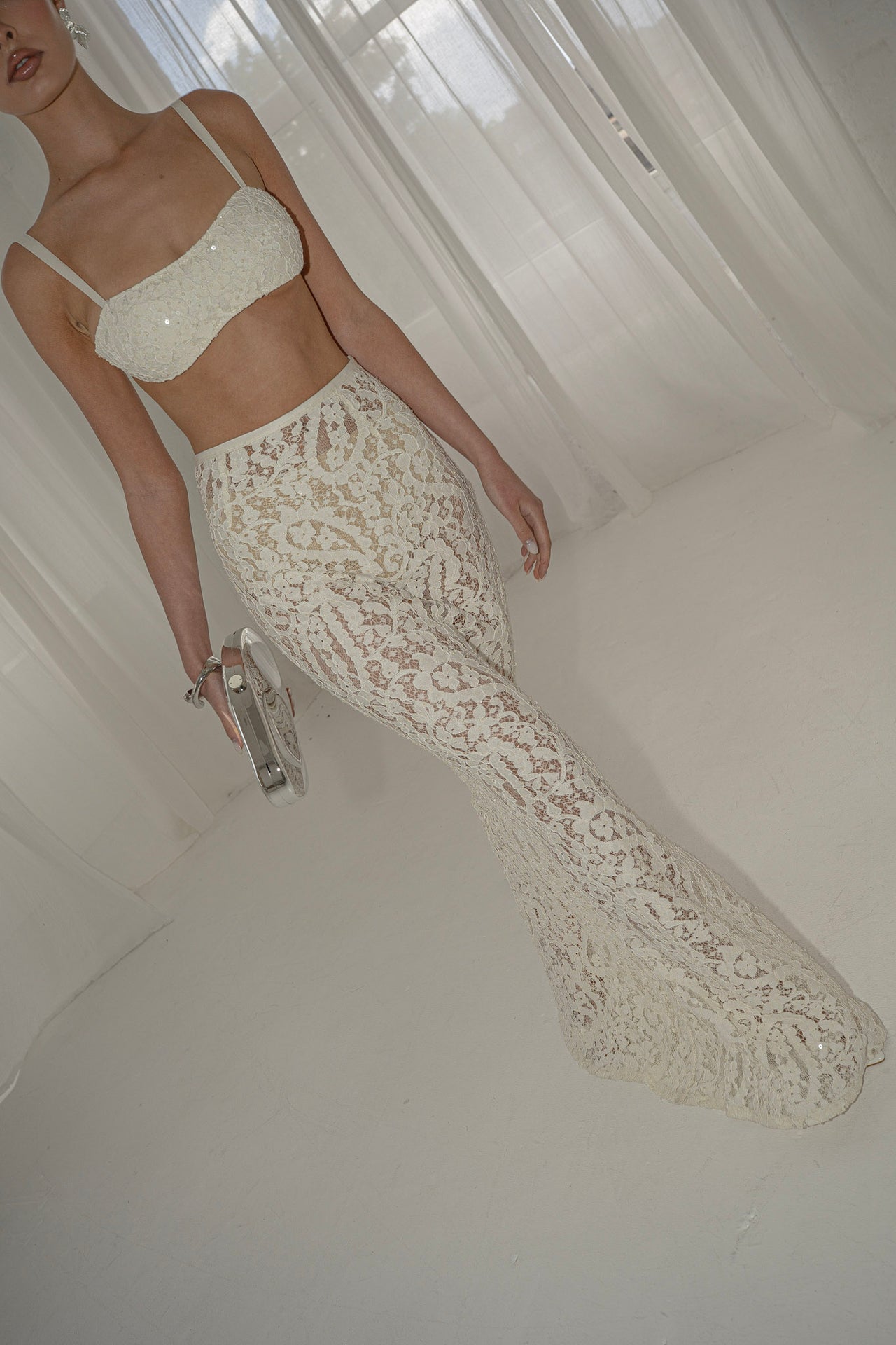 Elora Lace and Beads Bralet in Warm Ivory