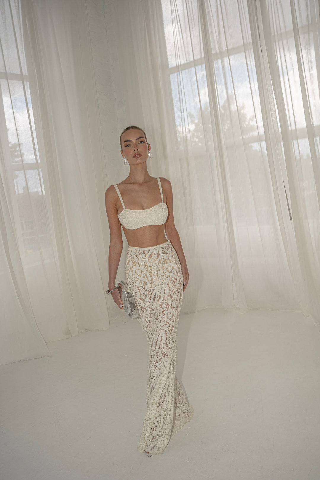 Elora Lace and Beads Bralet in Warm Ivory