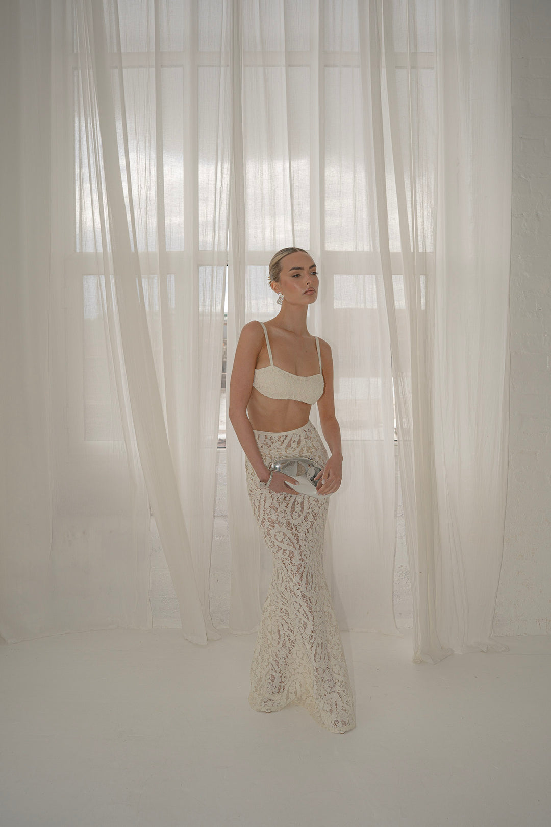 Elora Lace and Beads Bralet in Warm Ivory