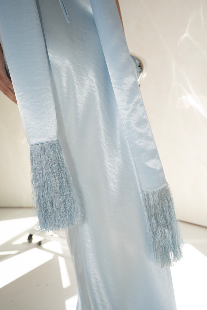 Lumina Gown and Scarf in Ice Blue
