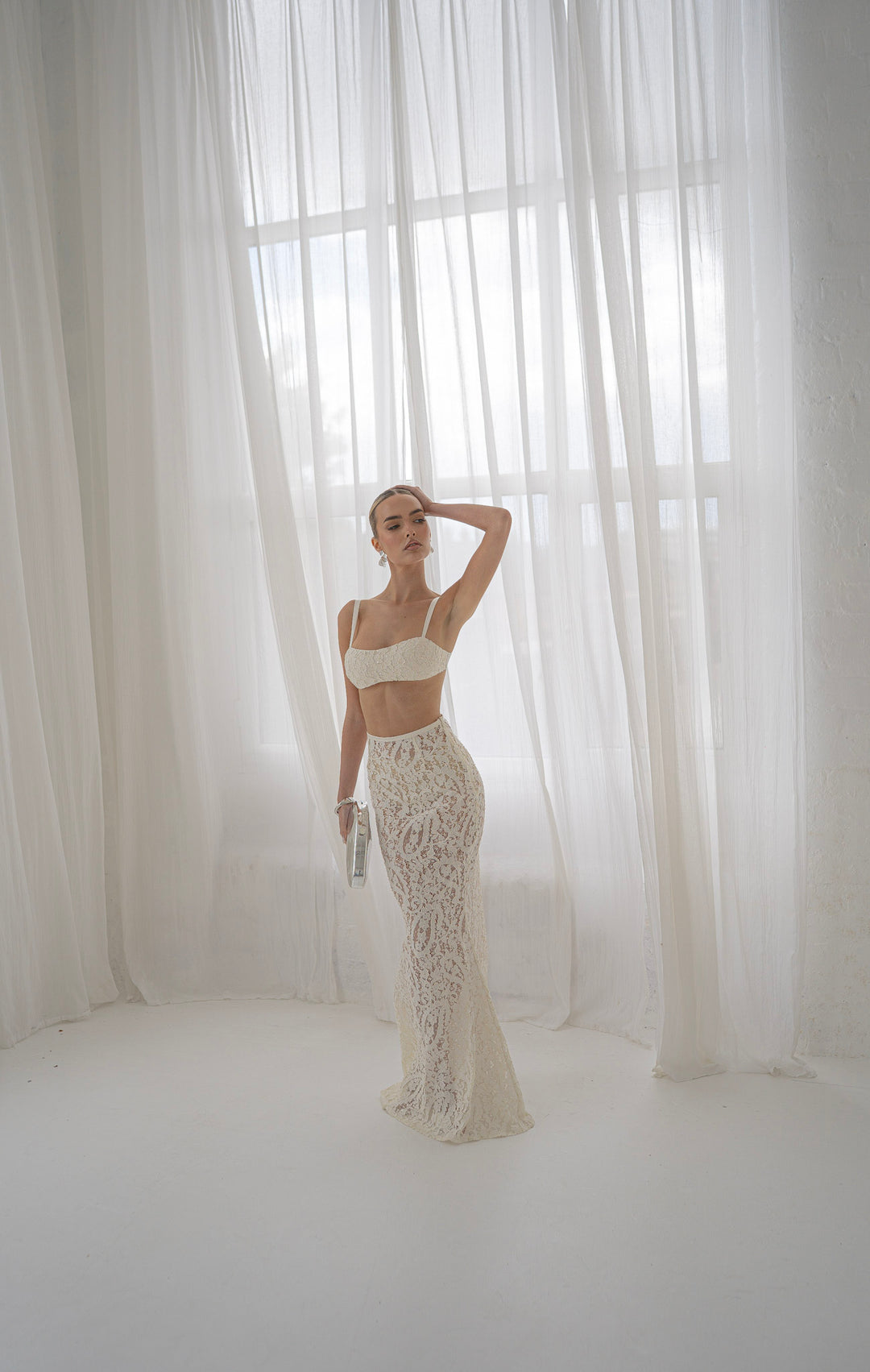 Elora Lace and Beads Bralet in Warm Ivory