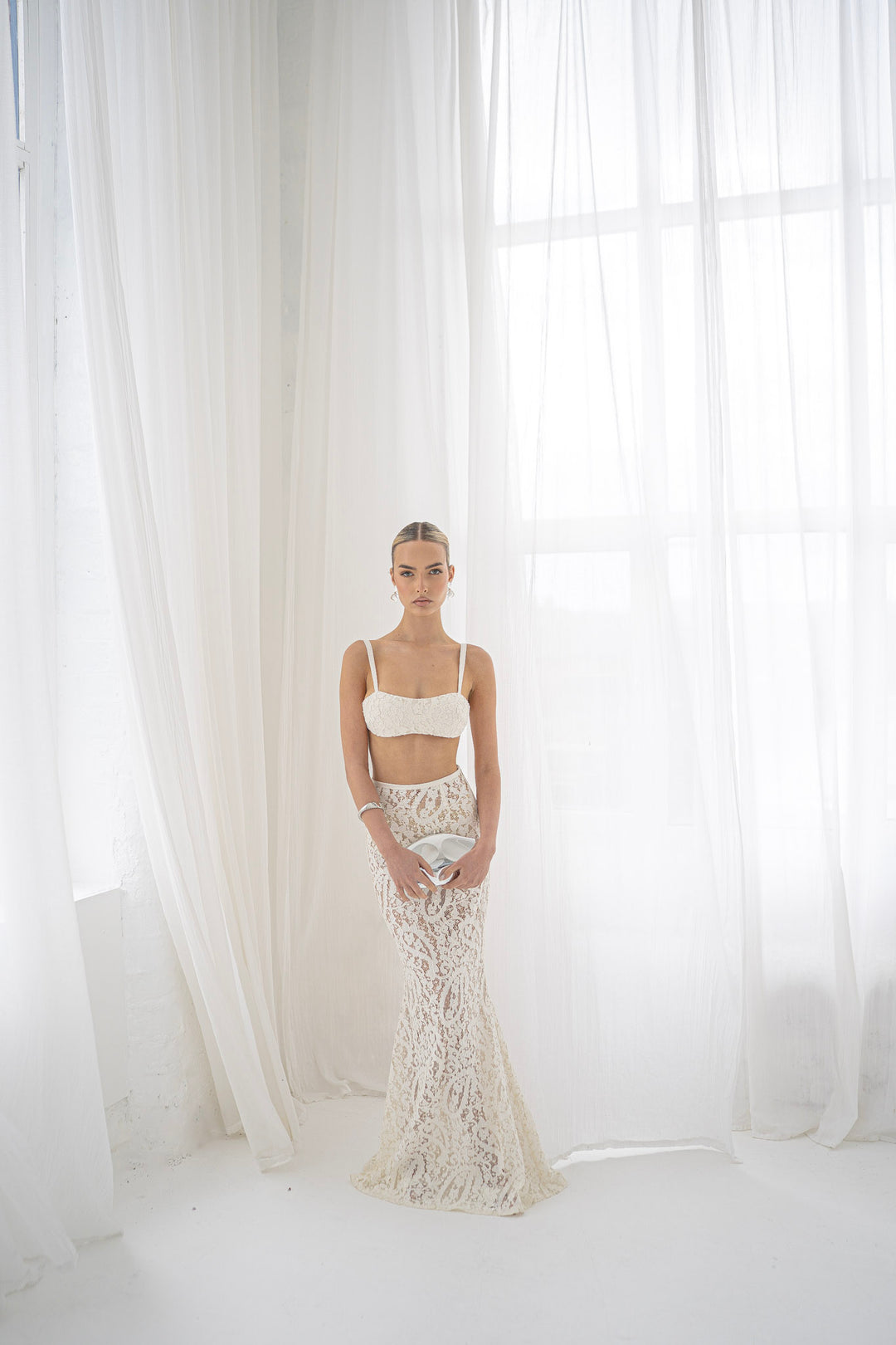 Elora Lace and Beads Bralet in Warm Ivory