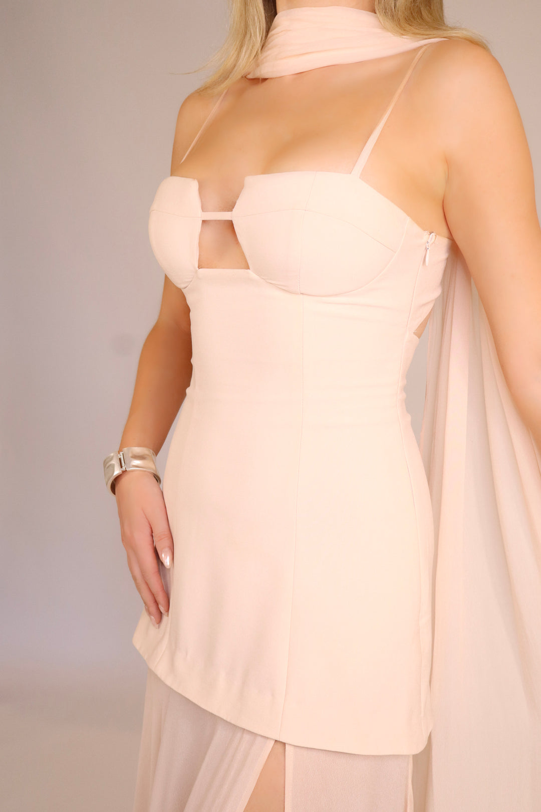 Riviera Maxi Dress and Scarf in Nude Pink