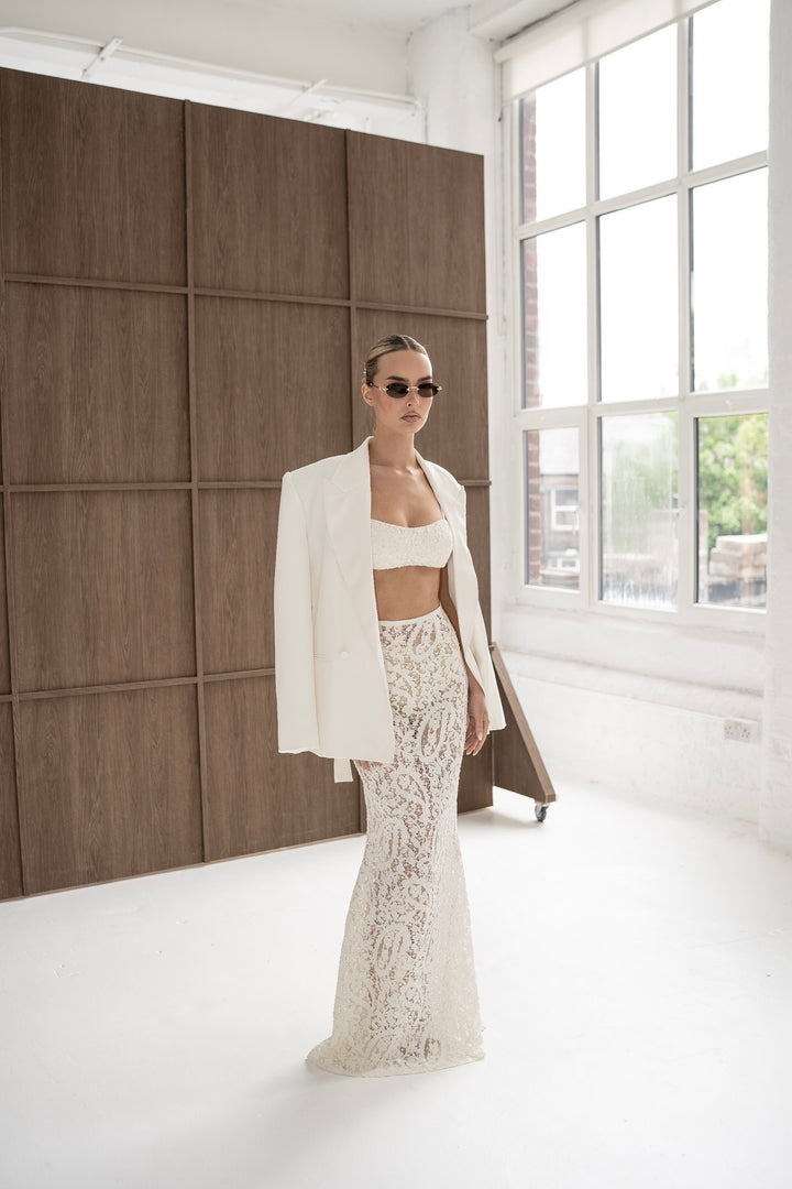 Elora Lace and Beads Bralet in Warm Ivory