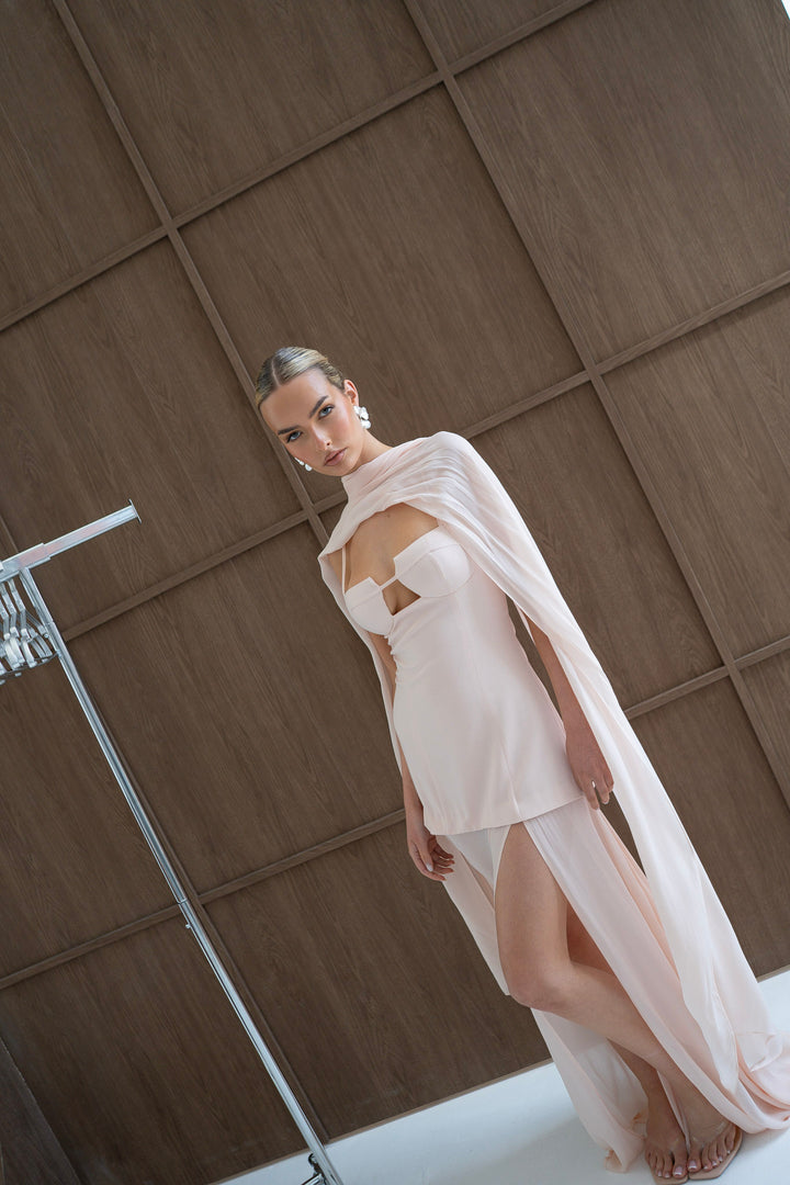 Riviera Maxi Dress and Scarf in Nude Pink