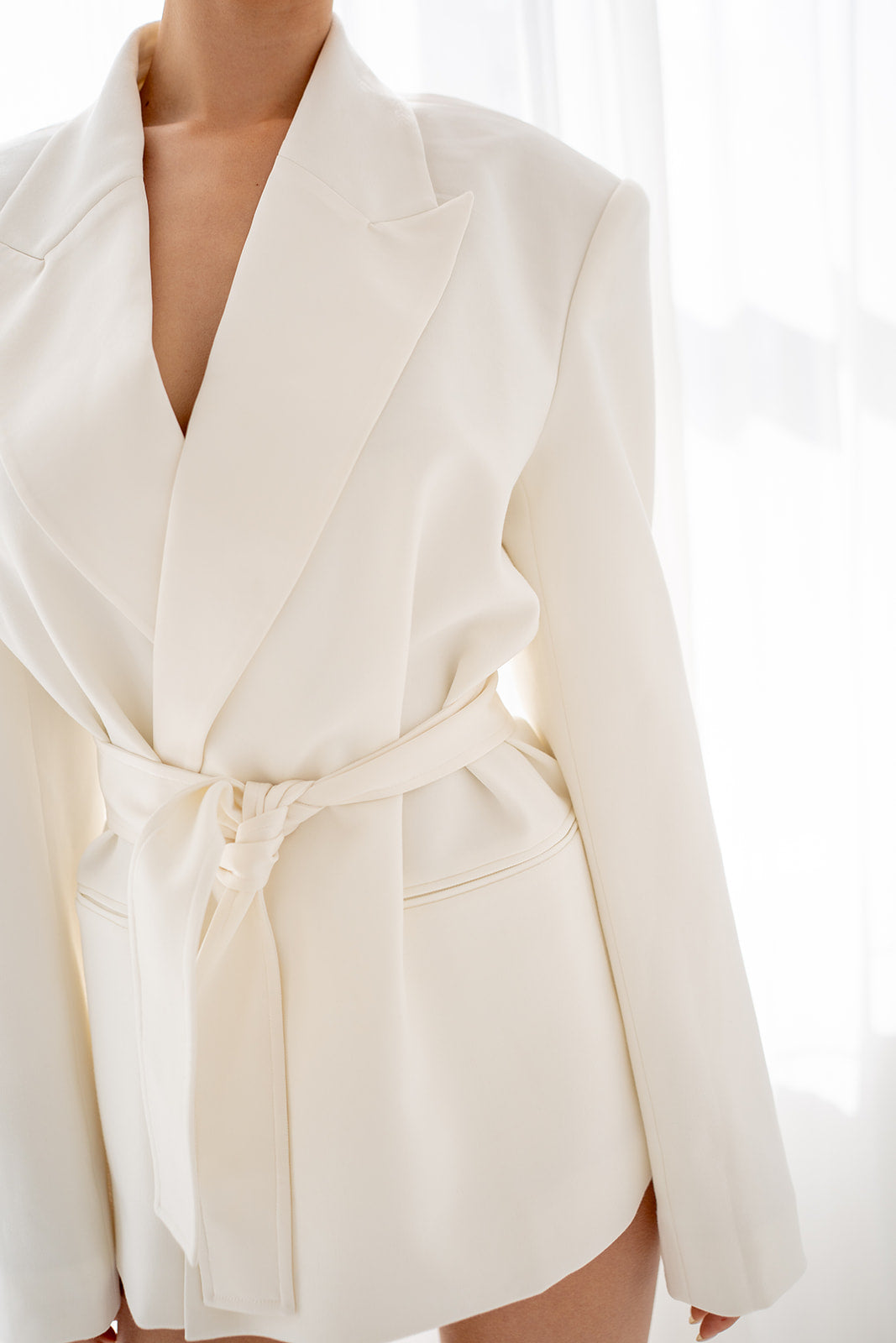 Estelle Oversized Tux Blazer in Ivory