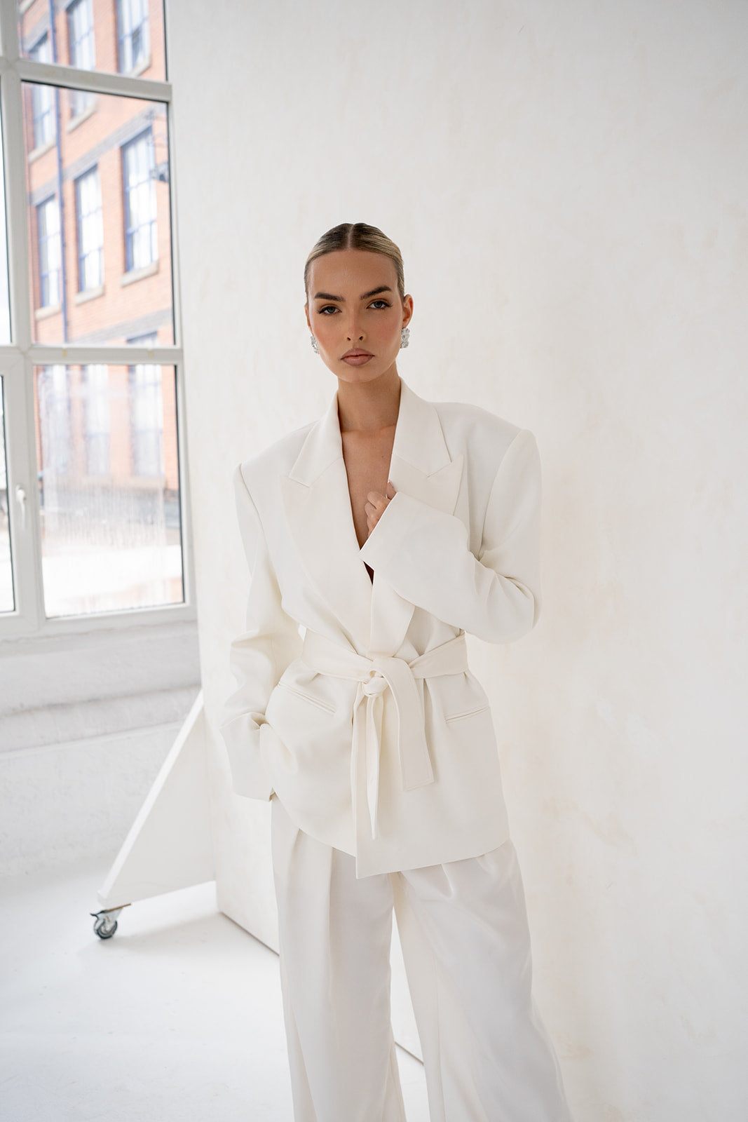 Estelle Oversized Tux Blazer in Ivory
