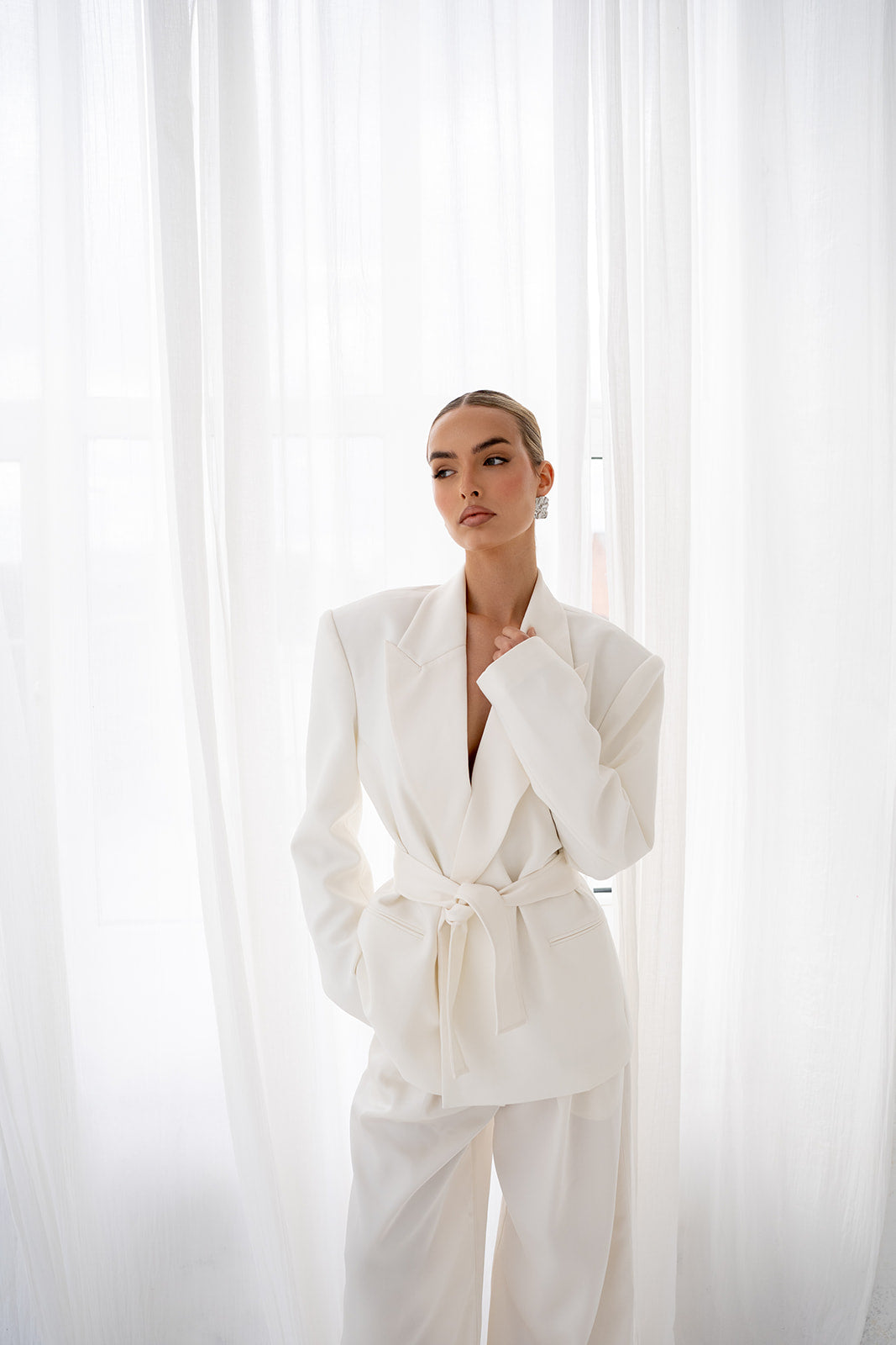 Estelle Oversized Tux Blazer in Ivory