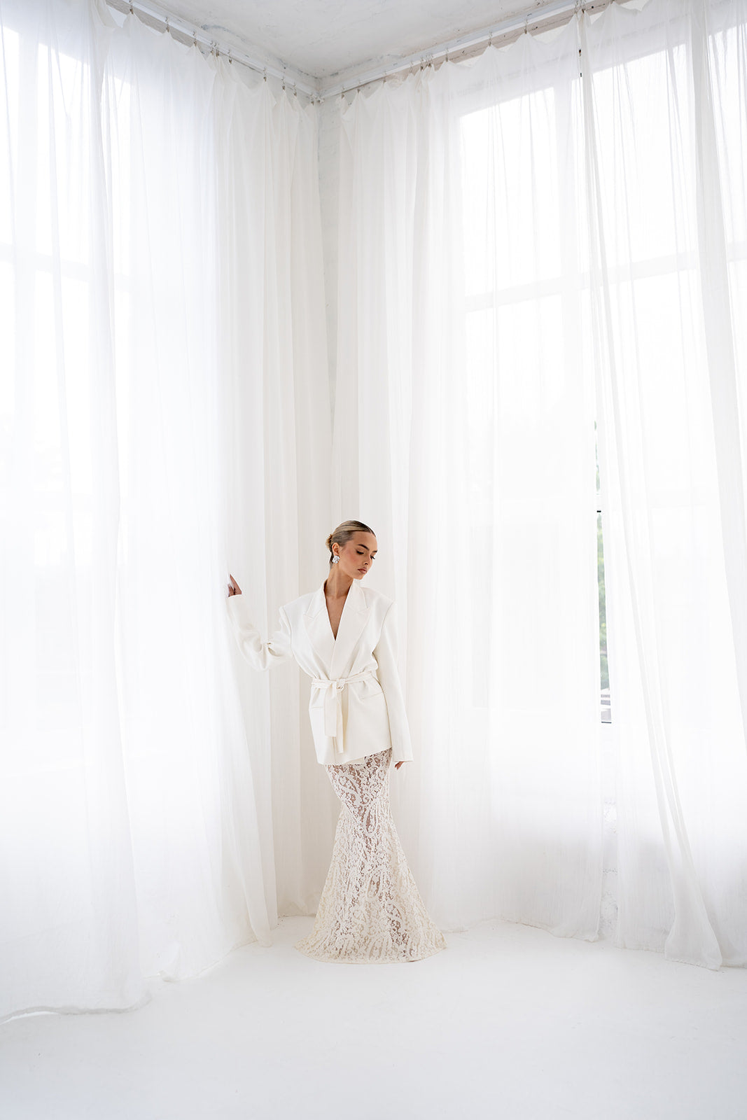 Elora Lace and Beads Maxi Skirt in Warm Ivory
