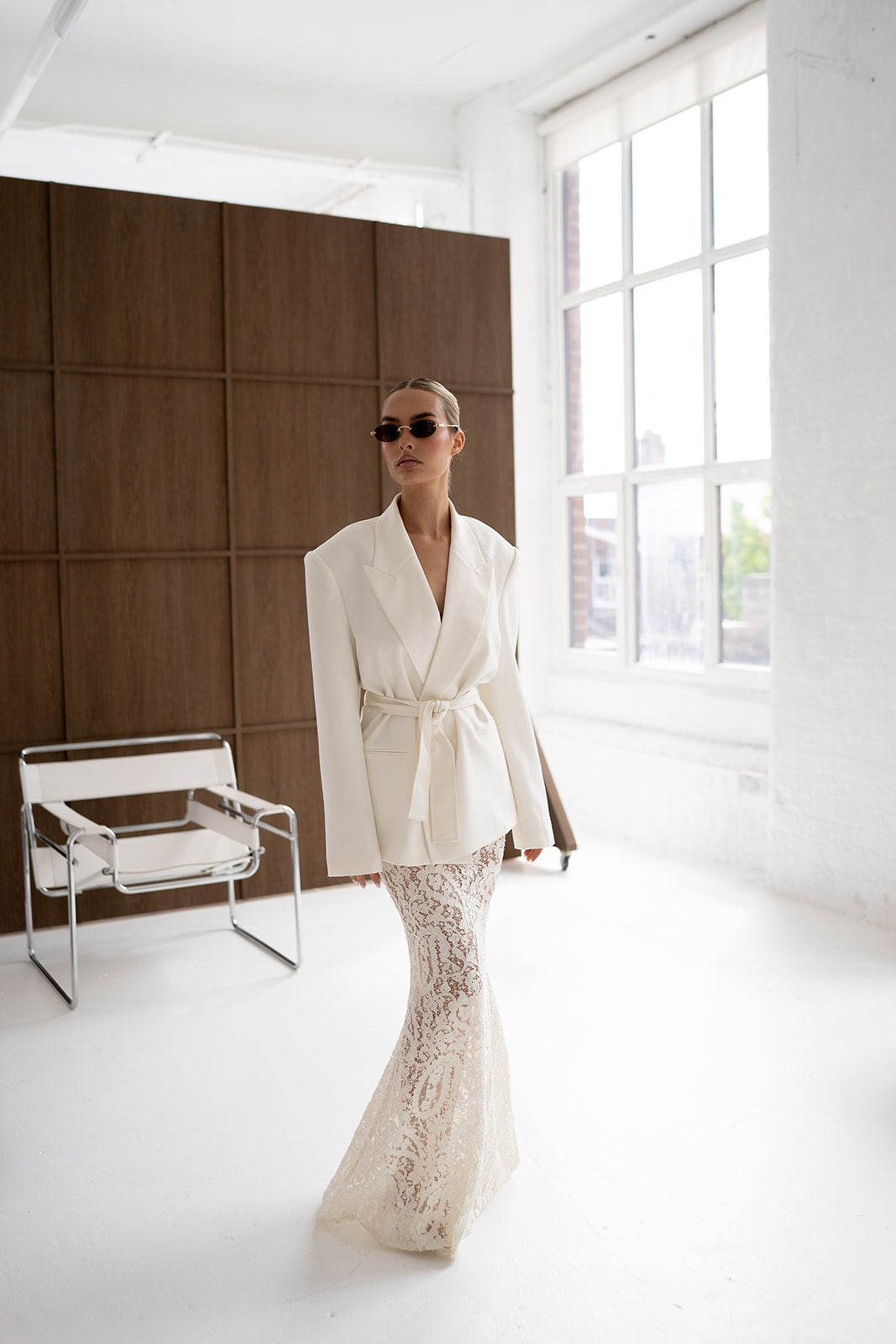 Elora Lace and Beads Maxi Skirt in Warm Ivory