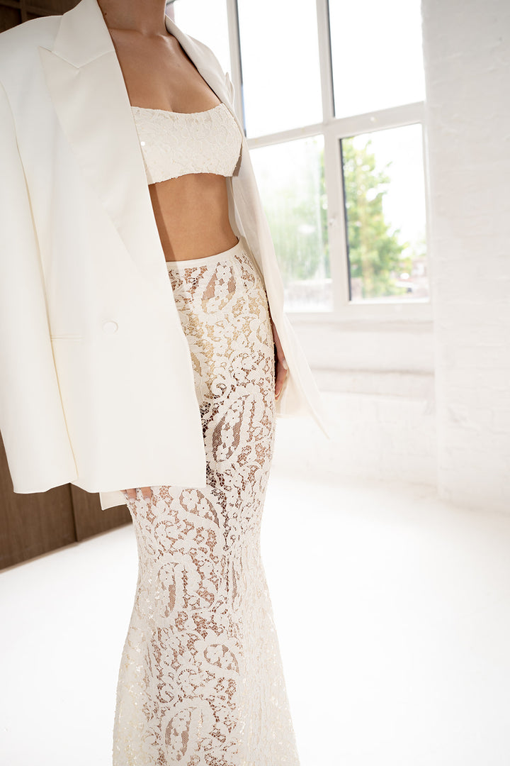 Elora Lace and Beads Bralet in Warm Ivory