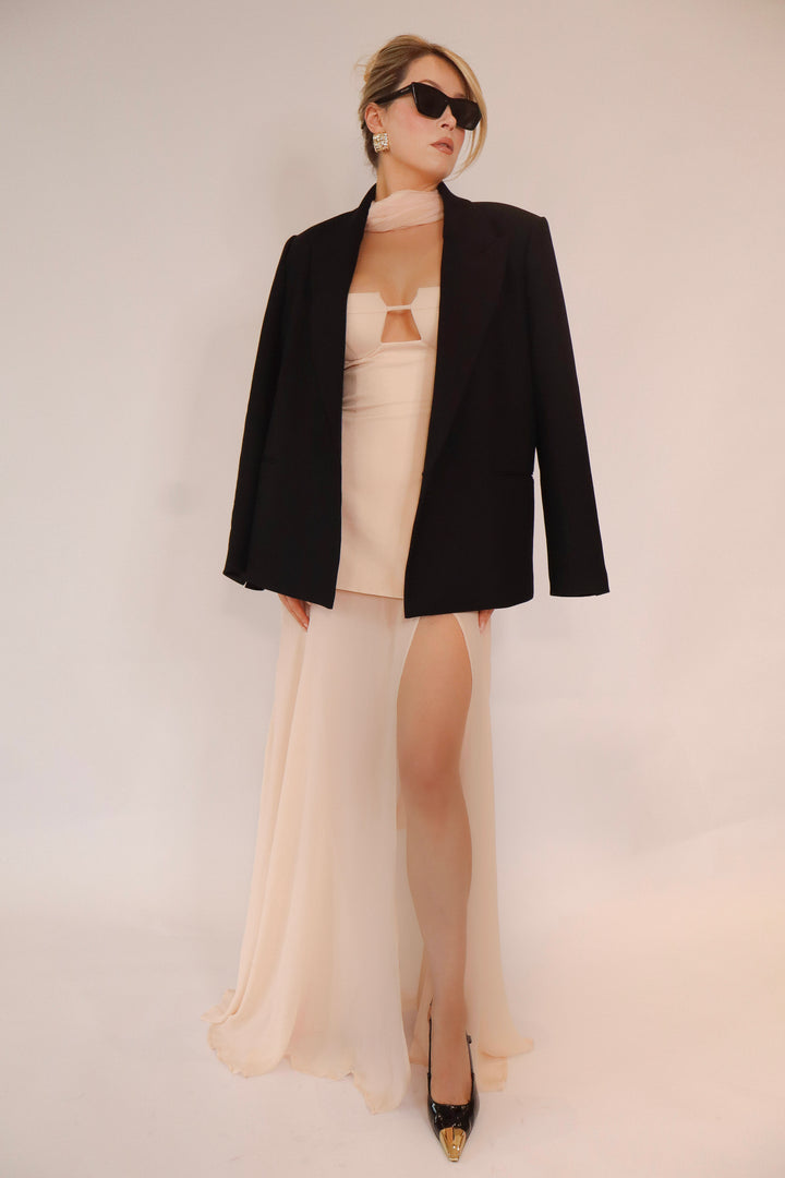 Riviera Maxi Dress and Scarf in Nude Pink
