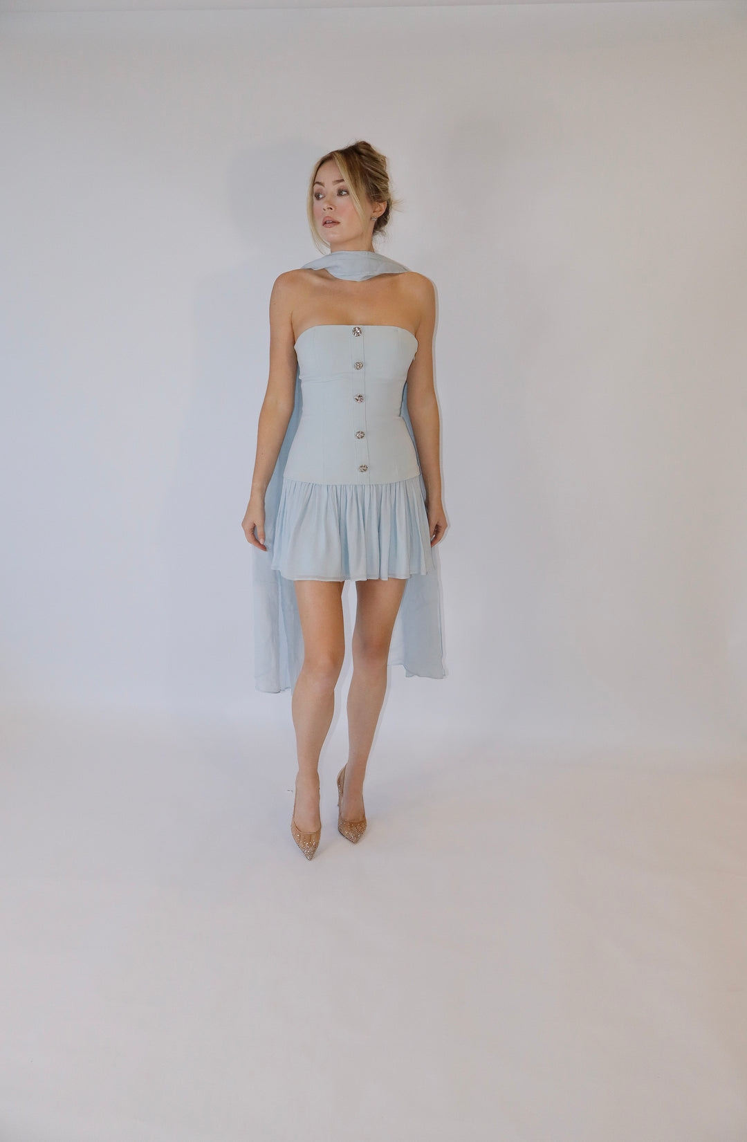 Monaco Dress and Scarf in Baby Blue Monaco Dress and Scarf in Baby Blue