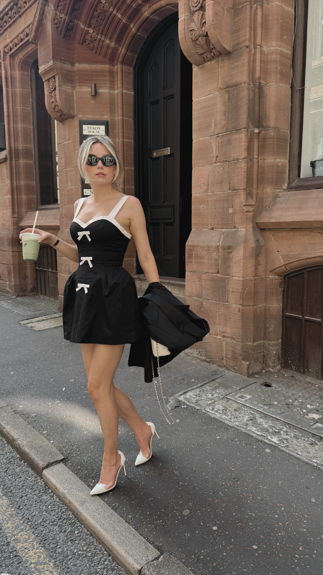 Coco Cotton Sundress Dress in Black and White