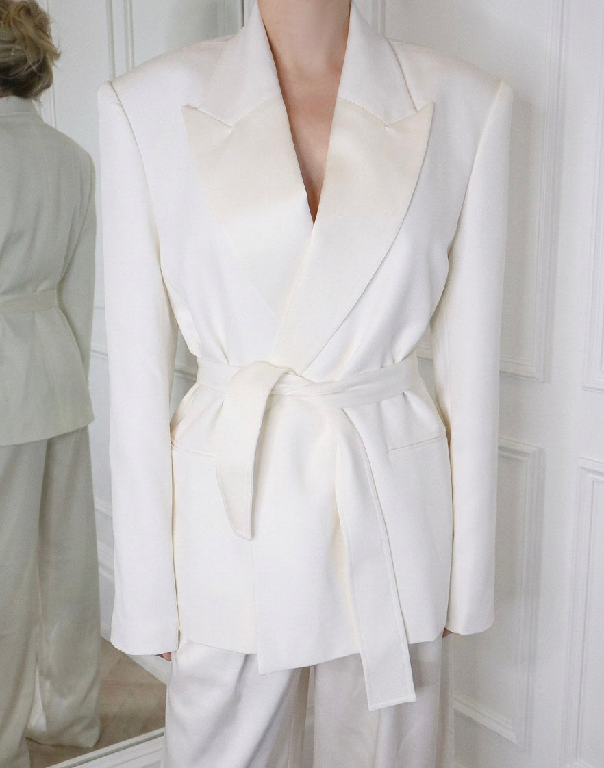 Estelle Oversized Tux Blazer in Ivory