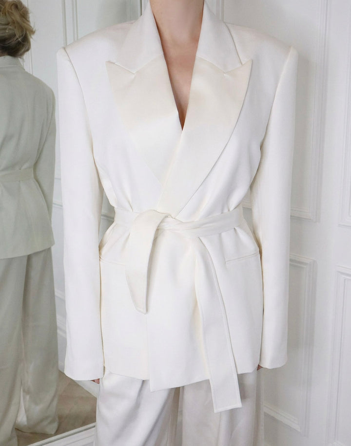 Estelle Oversized Tux Blazer in Ivory